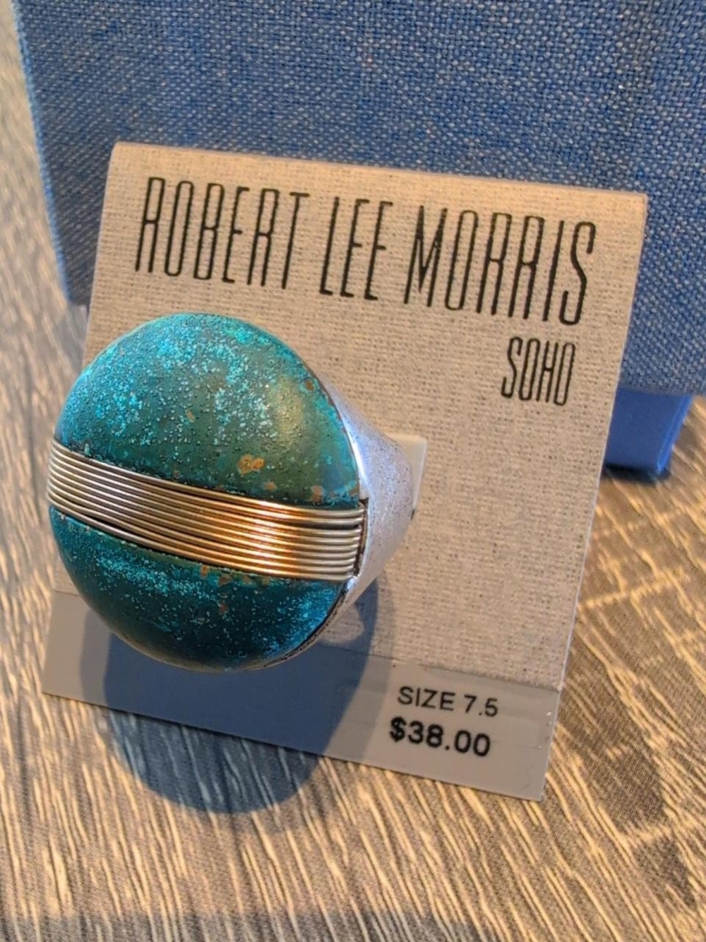 NWT Robert Lee Morris silver, plated and turquoise ring Size 7.5